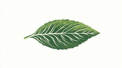 Obraz premium Detailed Illustration of a Vibrant Green Leaf with Intricate Veins for Nature Botanical and D
