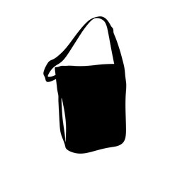 Silhouette image of a black tote bag with a shoulder strap design