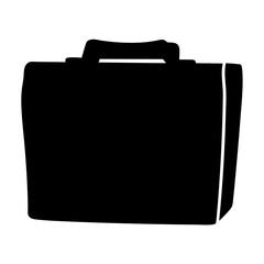 Black silhouette image of a briefcase with handle on a white background