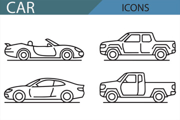 Obraz premium Car Silhouettes - Vector Collection of Vehicle Models in Different Perspectives for Designers