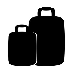 Two black baggage pieces stacked together for travel, a small and large