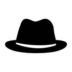 Sleek Black Fedora Hat with White Band, Stylish Icon Illustration