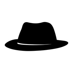 Black silhouette of a fedora hat with a thin decorative band