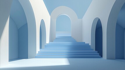 Serene Blue Architectural Stairway