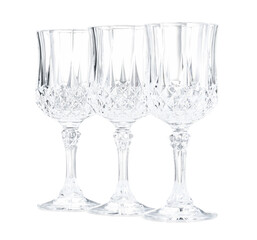 Three empty clean glasses isolated on white