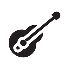 Guitar logo flat design vector template
