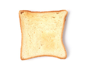 Slice of tasty toasted bread isolated on white, top view