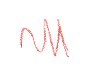 Beautiful lip pencil strokes isolated on white, top view