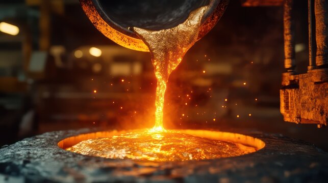 Molten metal pouring into mold