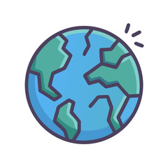 Cracked Planet Icon Representing Planet Destruction and Cosmic Disaster