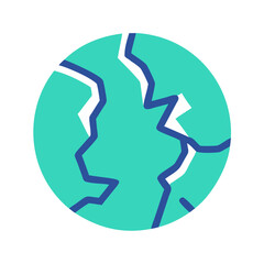 Cracked Planet Icon Representing Planet Destruction and Cosmic Disaster
