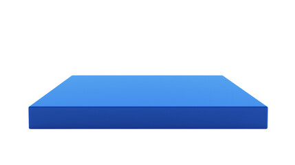 A blue rectangular sturdy display base designed to showcase items elegantly with a clean, minimalist style isolated on white background or transparent png 