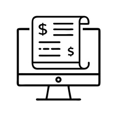 Fototapeta premium Monitor with Invoice Icon Representing Online Bill and Digital Payment
