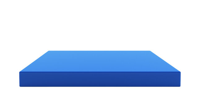 A blue rectangular sturdy display base designed to showcase items elegantly with a clean, minimalist style isolated on white background or transparent png 