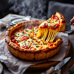 Chicago style deep dish pizza background design