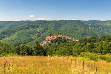 Obraz premium rural countryside landscape during a sunny summer day inside Val d'Agri, Basilicata