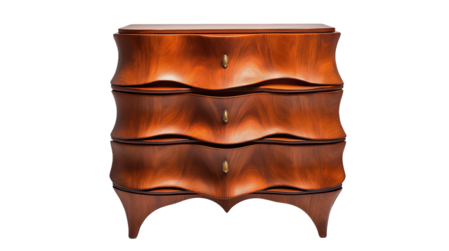 A sturdy drawer crafted from rich brown wood, exuding warmth and timeless elegance isolated on white background or transparent png 
