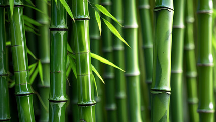 Fototapeta premium Close up view of lush green bamboo texture