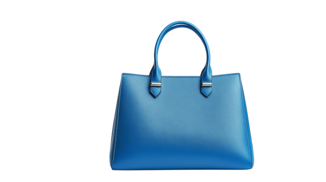 woman bag , blue leather handbag ,   briefcase isolated on white background , transparent png