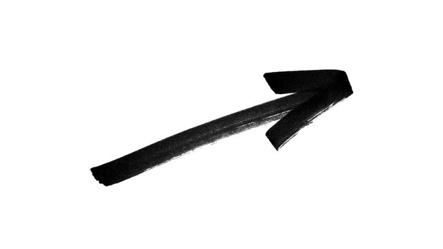 animated painted black directional arrow on white background