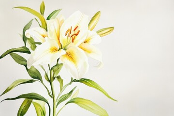 Naklejka premium Delicate, Cream-Colored Lily Illustration.