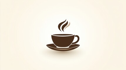 Obraz premium Hot Beverage Icon with Steam Minimalist Coffee Cup Design for Culinary and Drink Themes