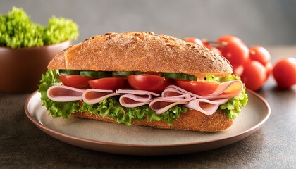 close up on fresh sandwich in the platter