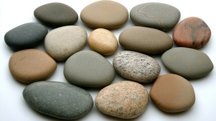 A close inspection of precisely arranged black lava pebbles, displaying their fine textures and natural variations in a calm environment.