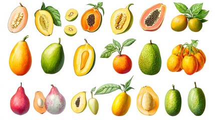 Tropical Fruits Collection Illustration.
