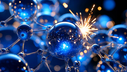 Interconnected blue spheres glowing with vivid clarity