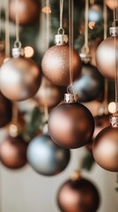 A captivating close-up of glorious blue Christmas ornaments and stars, setting the stage for a cheery and sophisticated holiday mood.