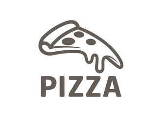 Modern Pizza Slice Logo Vector Design with Cheese Melting Symbol Art Illustration