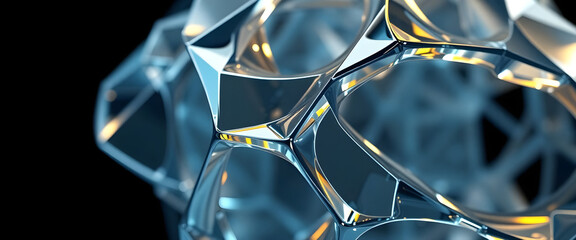 close up of a glass object on a black background