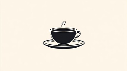 Steaming Hot Beverage in a Minimalist Cup and Saucer Design for Culinary and Lifestyle Themes