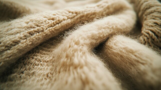 Luxurious cashmere knit fabric with a soft texture, accentuating the refinement of woolen materials, excellent for winter clothing and accessories.