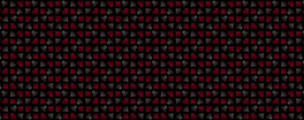 Casino gambling background with black and red poker symbols, vector illustration. Horizontal background, headers, posters, cards, website. Vector illustration