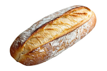 A delicious crusty French baguette isolated on white transparent background, concept of fresh bread.