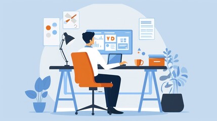 Business person working at modern office desk