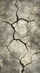 Obraz premium Cracked Concrete Texture Background, Grey Weathered Surface, Aged Stone Wall, Distressed Grunge Pattern, Dry Ground, Damaged Road, Abstract Design