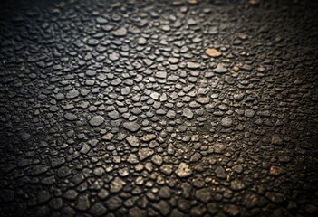 Naklejka premium A close up of a wet asphalt surface with water droplets.