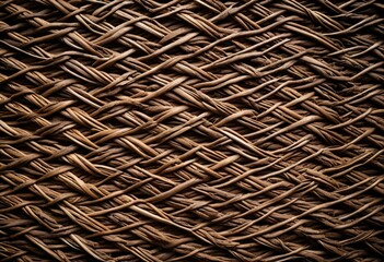 A close up of a wicker basket on a table.