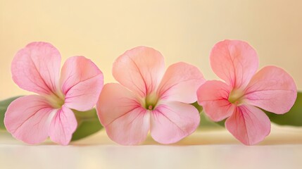 Obraz premium Three Delicate Pink Flowers Blossom Close Up