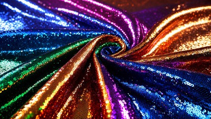 Vibrant rainbow sequined fabric for festive celebrations