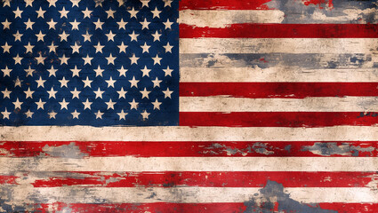 Vintage grunge american flag with distressed aesthetic