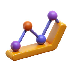 3D Trend Line Graph Data Icon Plastic Transparent

