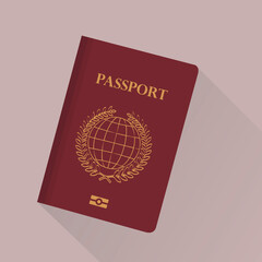 Illustration of international passport with globe icon
