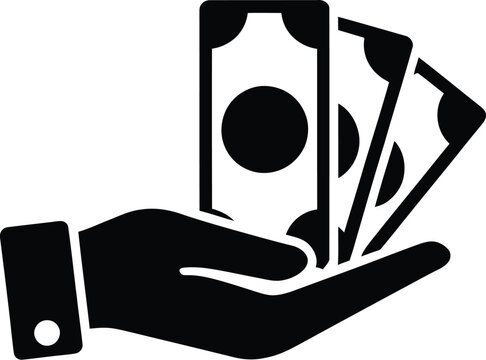 Hand Holding Cash Icon – Money Payment Symbol Vector