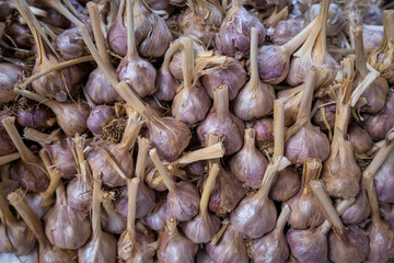 Lots of raw garlic on the open air market in Arusha, Tanzania