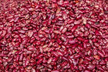African beans in baskets on market in Arusha in Tanzania East Africa