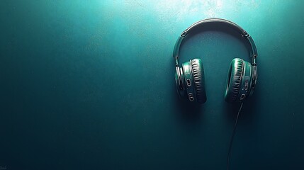 Sleek Silver Headphones on Teal Background